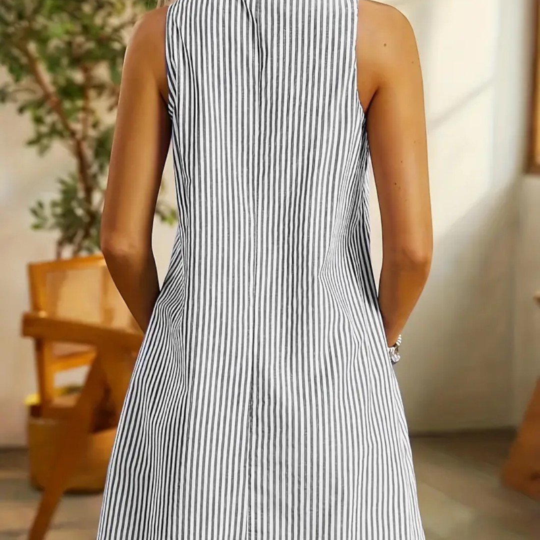 Vestido Feminino Sem Mangas Listrado