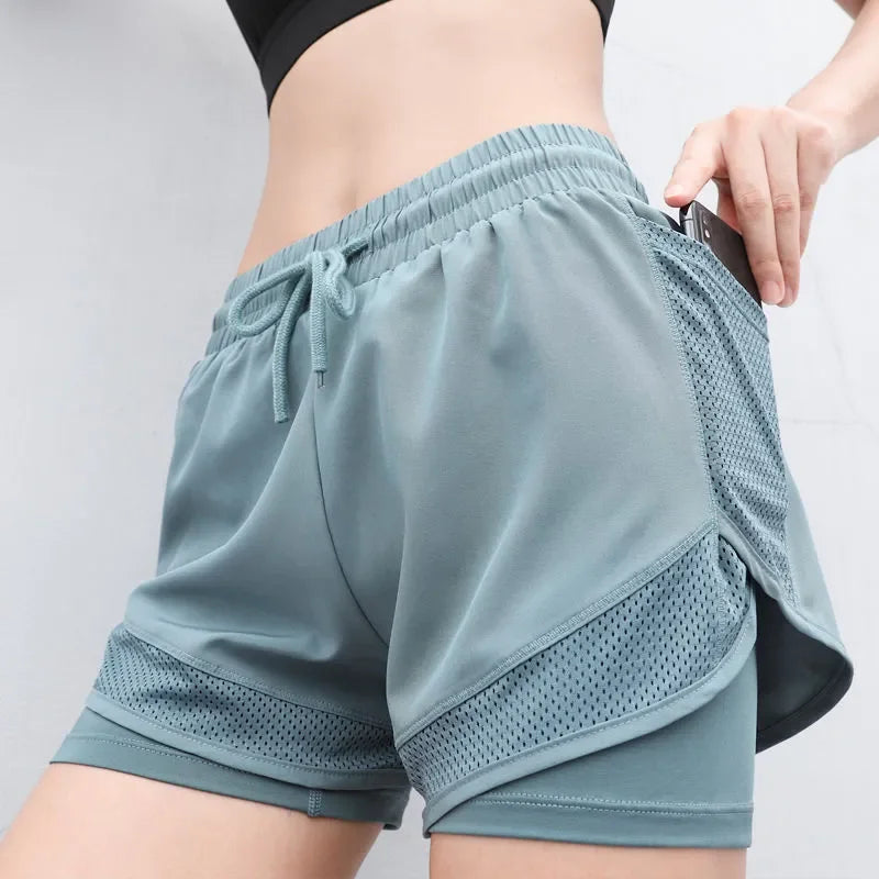 Shorts Feminino Cintura Alta Esportivo Anti-Walking