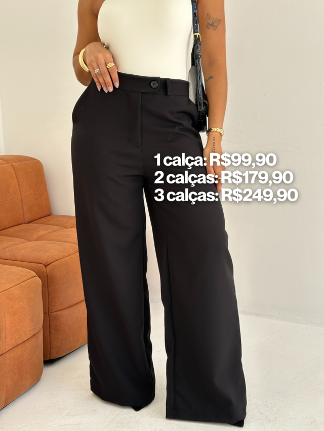 Calça Pantalona Feminina em Alfaiataria Cintura Alta Zara