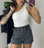 Short Alfaiataria Zara Curto chumbo