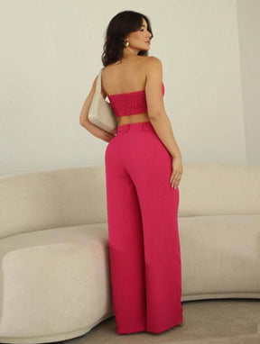 Conjunto top com laço e calça variante