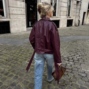 Jaqueta Bomber de Couro Feminina