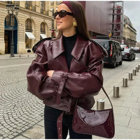 Jaqueta Bomber de Couro Feminina