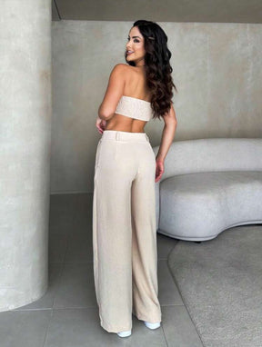 Conjunto top com laço e calça variante