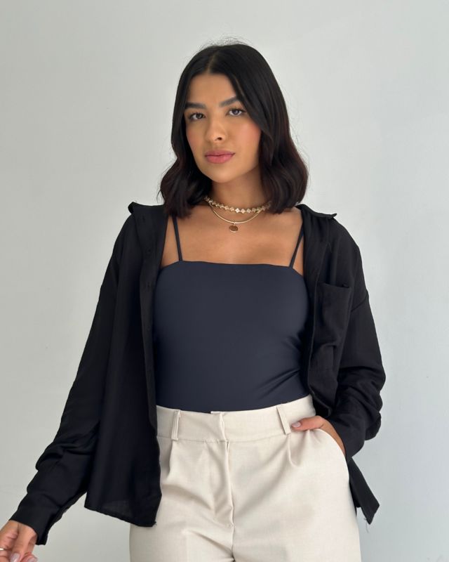 Body Básico Feminino em Poliamida Bia