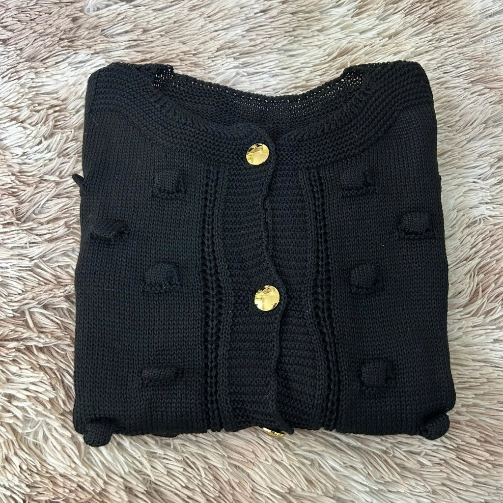 Casaco De Frio Luxo Com Detalhes e Botões De Tricot Tendência 2025