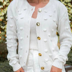 Casaco De Frio Luxo Com Detalhes e Botões De Tricot Tendência 2025