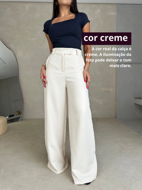 Calça Pantalona Feminina em Alfaiataria Cintura Alta Zara