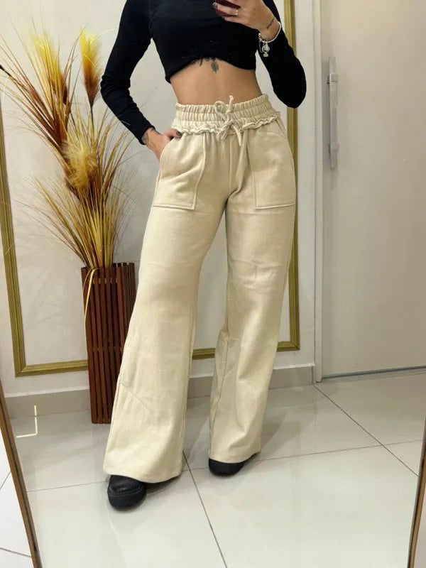 Calça Pantalona Moletom marrom