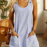 Vestido Feminino Sem Mangas Listrado