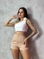 Short Alfaiataria Zara Curto chumbo