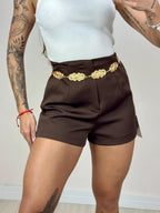 Short Alfaiataria Zara Curto marrom