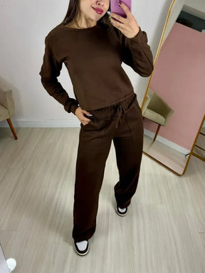 Calça Pantalona Moletom marrom