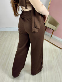 Calça Pantalona Moletom marrom