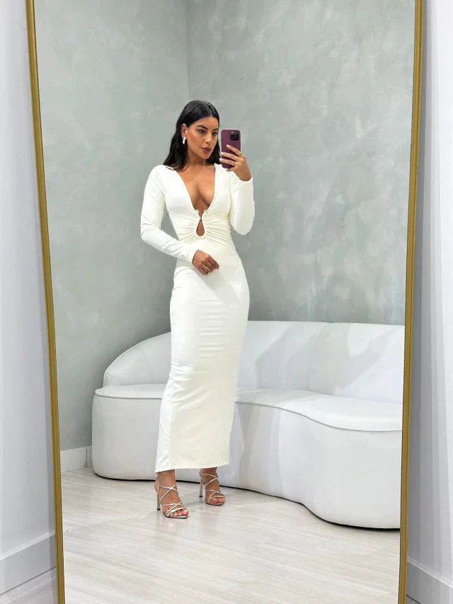 Vestido Decote Fivela