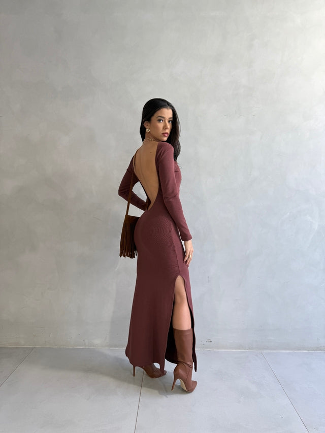 Vestido Manga Costas Nua