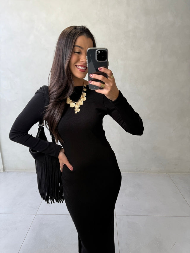 Vestido Manga Costas Nua