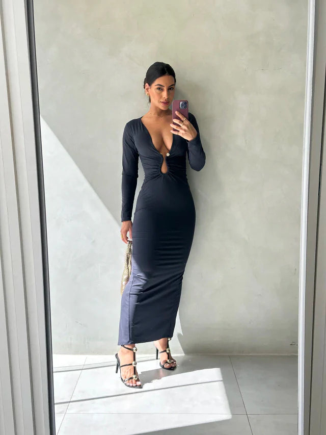 Vestido Decote Fivela