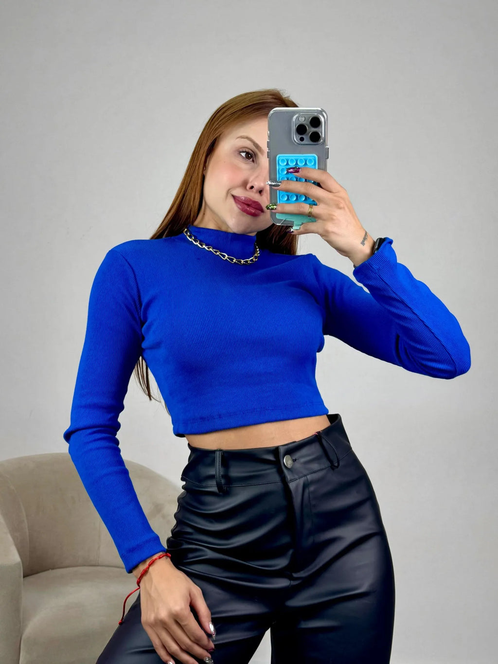 Cropped Ribana Manga Longa