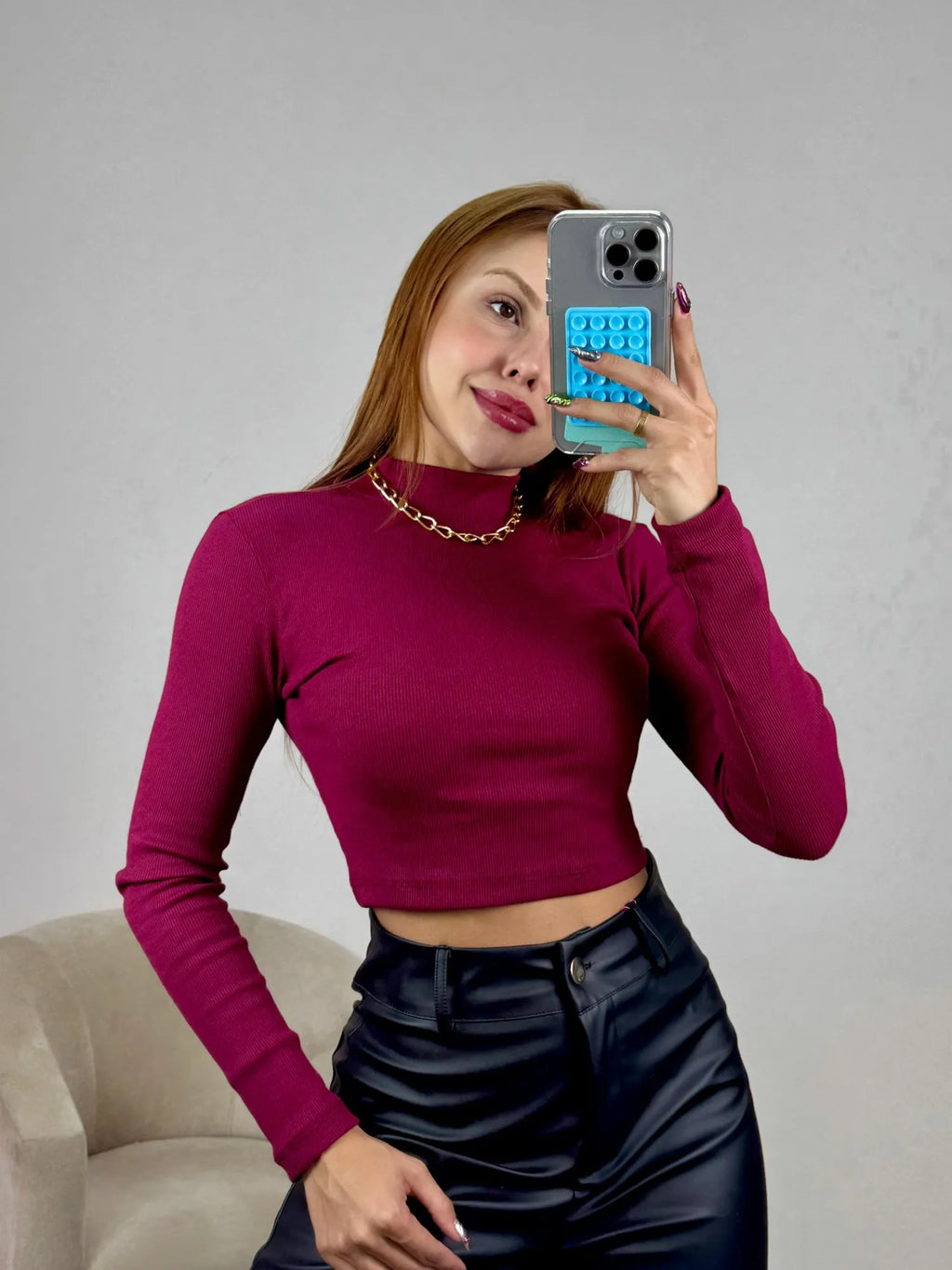 Cropped Ribana Manga Longa