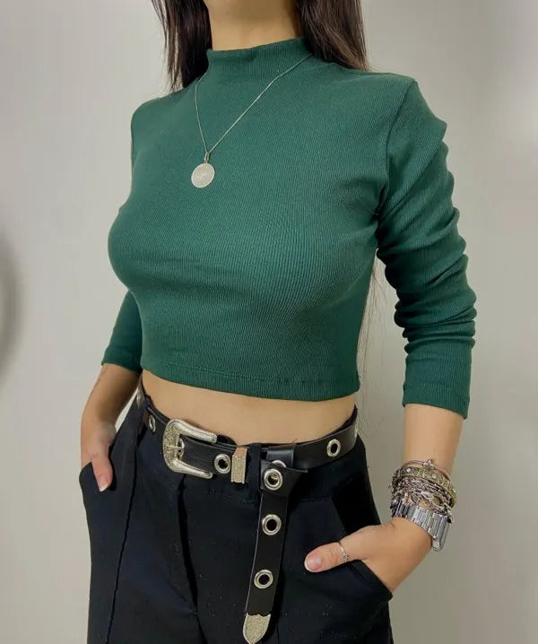 Cropped Ribana Manga Longa