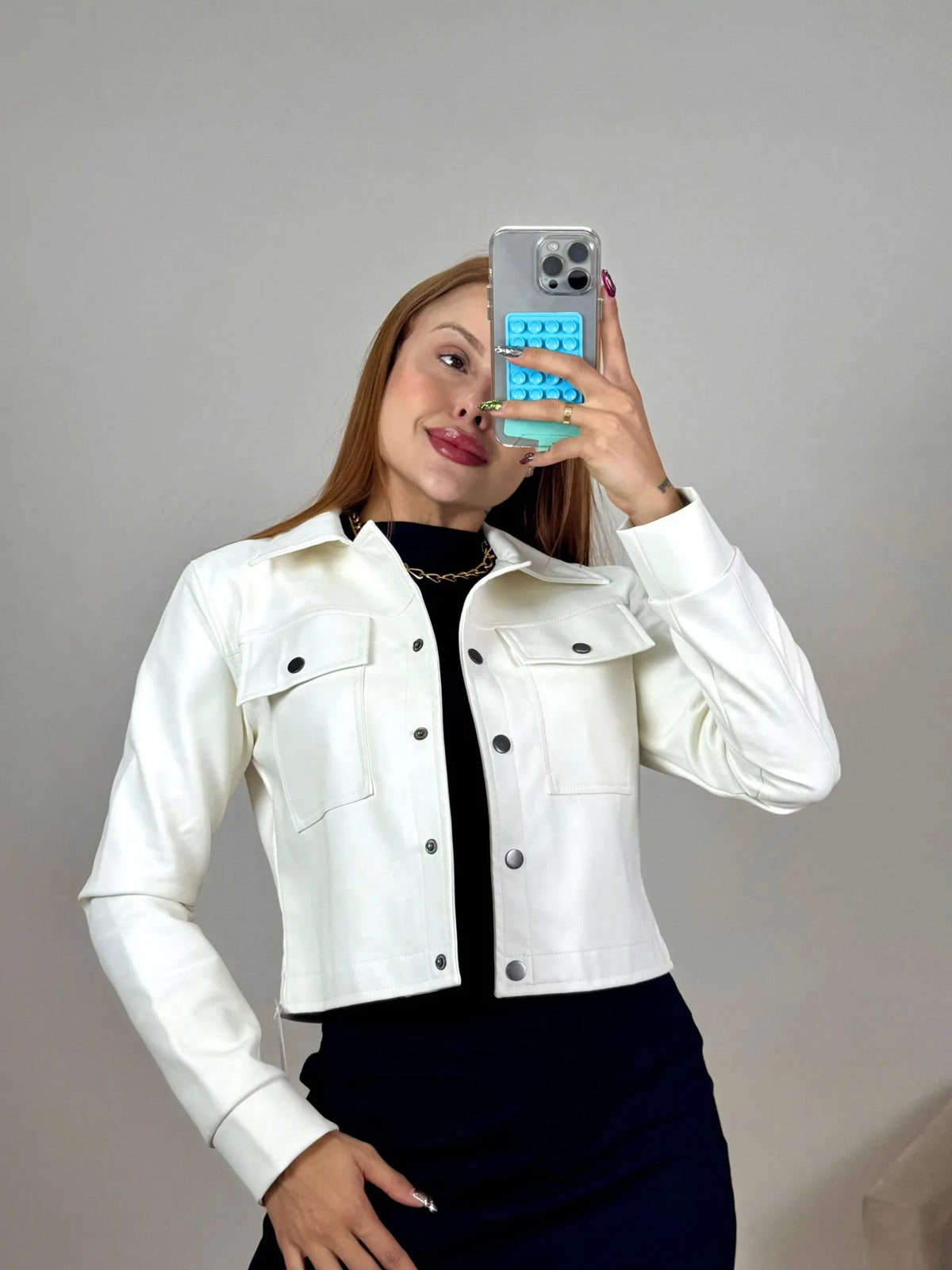 Jaqueta couro Chaos branco