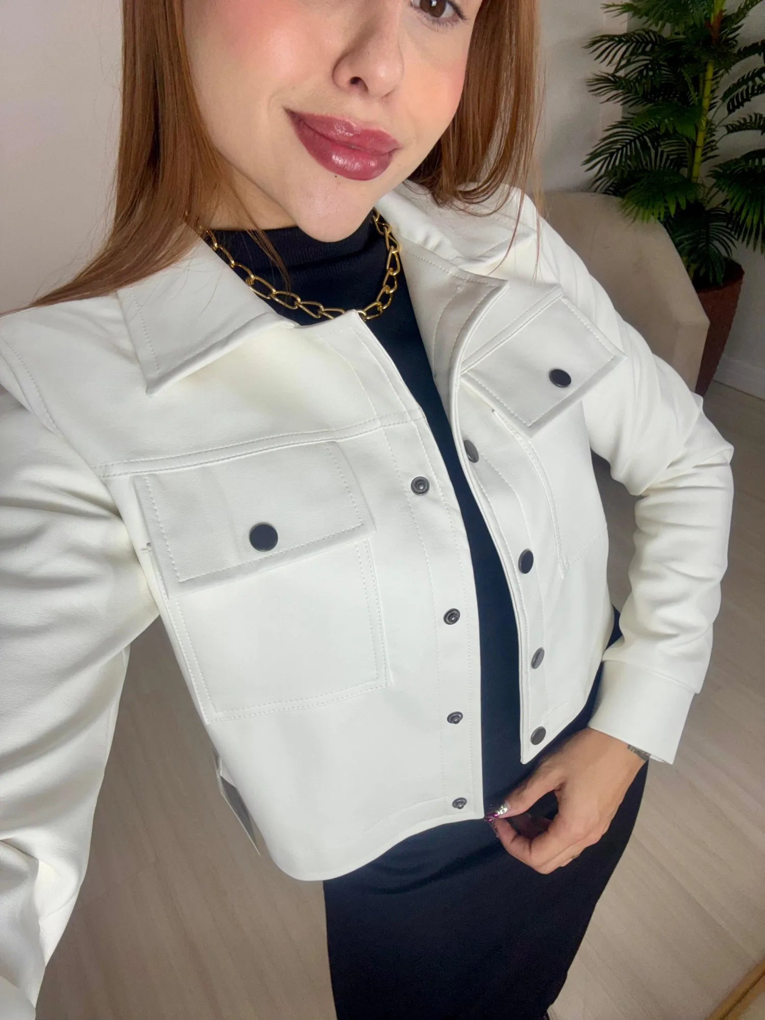 Jaqueta couro Chaos branco