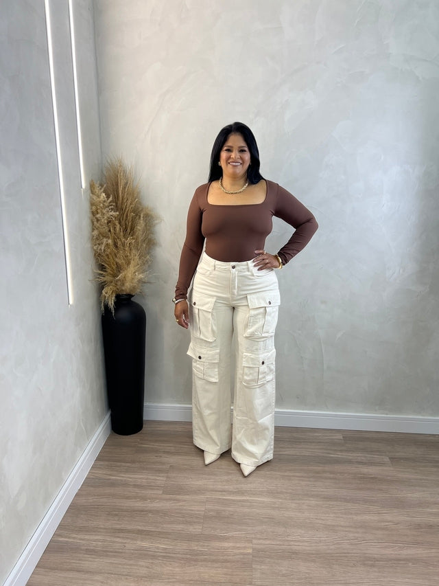 CALÇA CARGO CREME