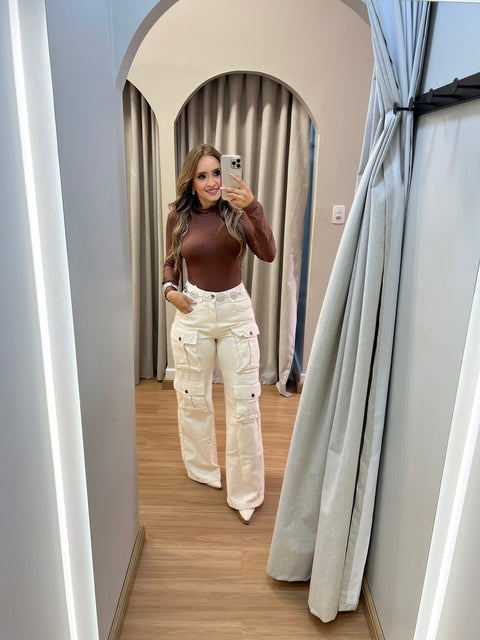 CALÇA CARGO CREME